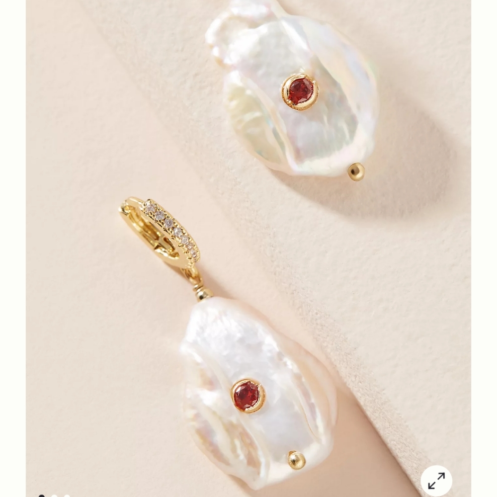 Anthropologie Paved Pearl CZ Earrings November NWT